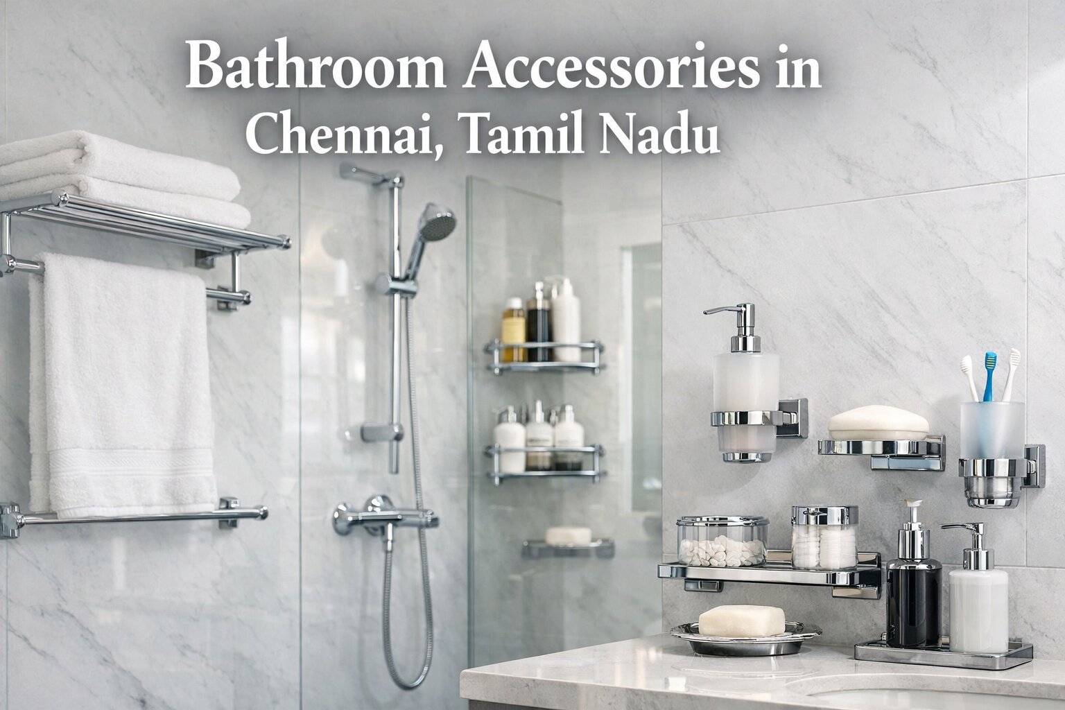 Modern bathroom accessories in a Chennai apartment
