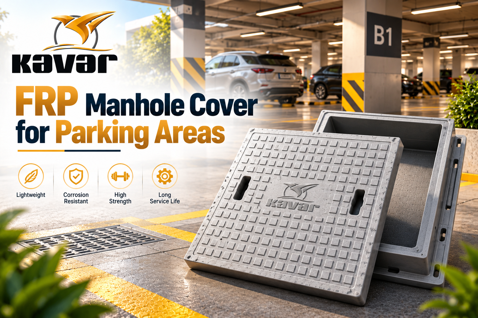 FRP Manhole Cover for Parking Areas by KavarIndia
