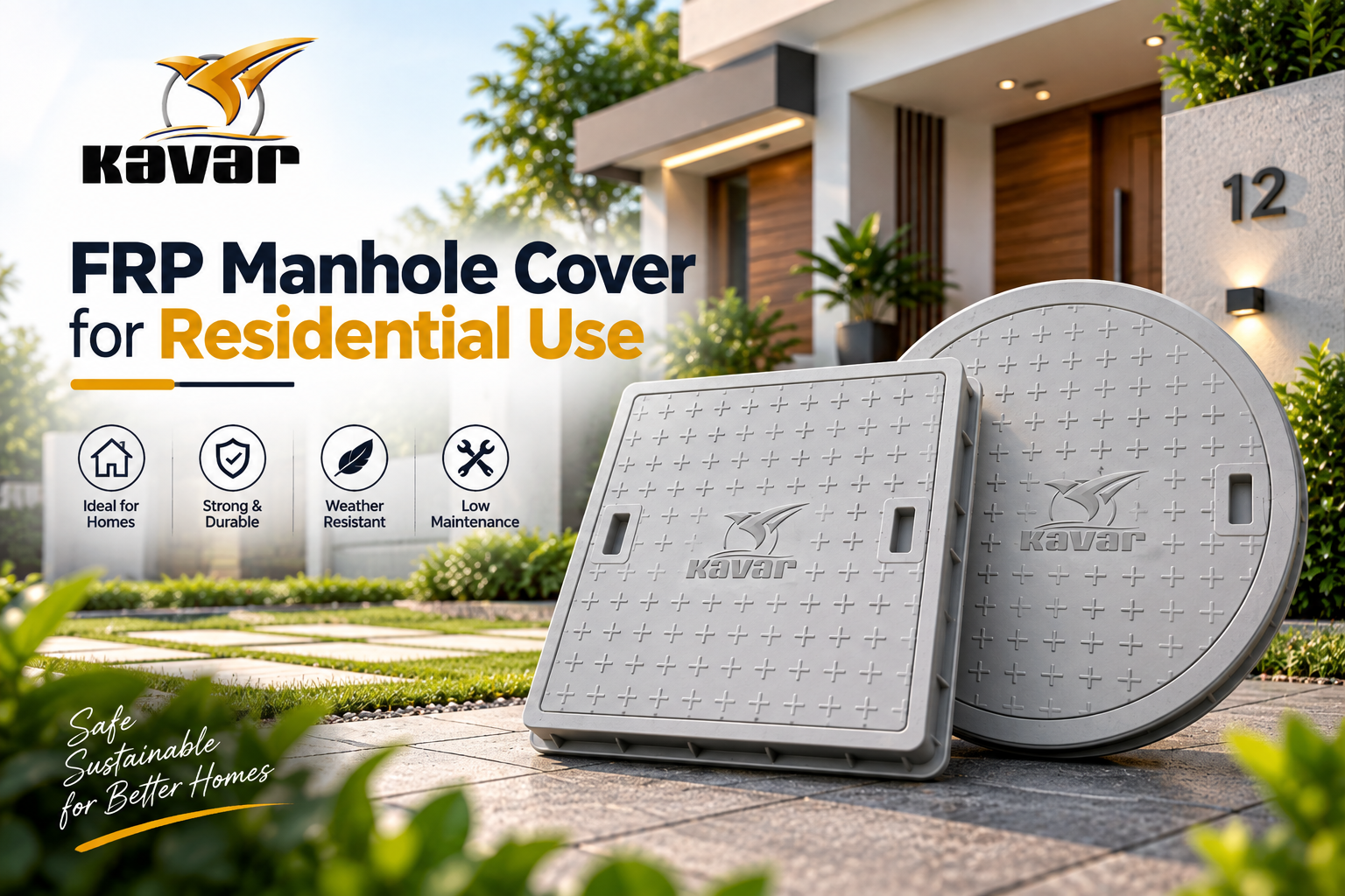 FRP Manhole Cover for Residential Use by KavarIndia