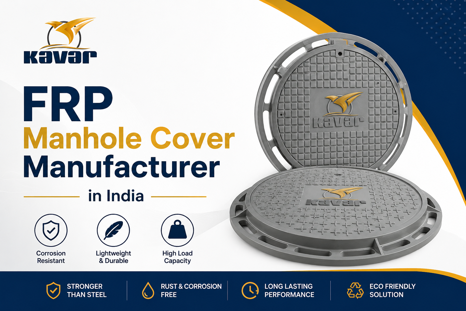 FRP manhole cover installation municipal drainage road infrastructure in India