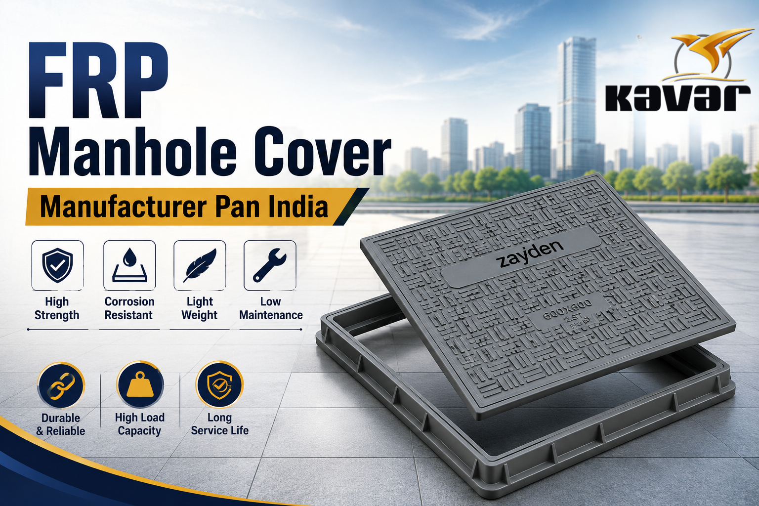 FRP Manhole Cover Manufacturer Pan India | Premium FRP Manhole Covers by KavarIndia