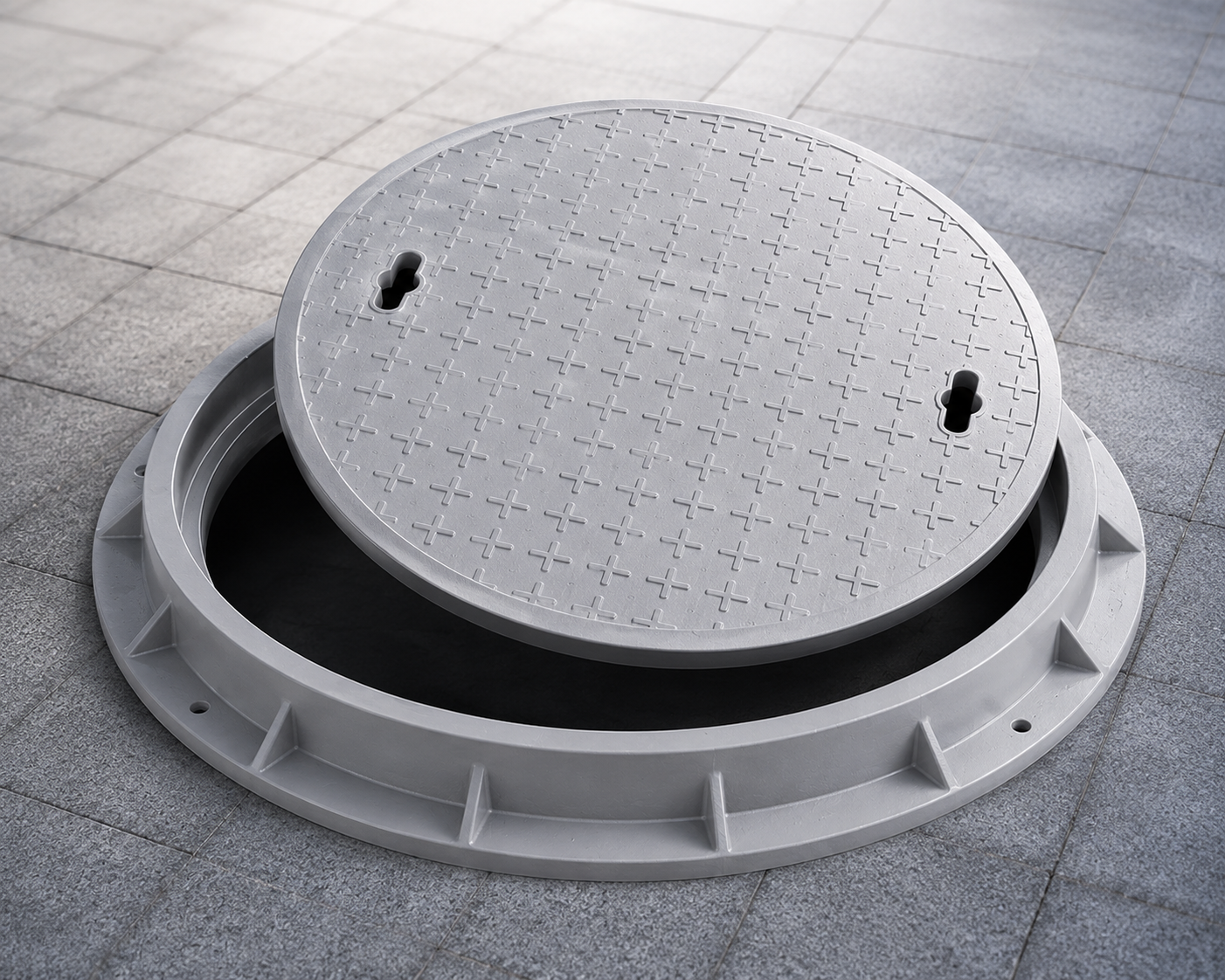 Heavy duty FRP manhole cover installation for drainage systems in India