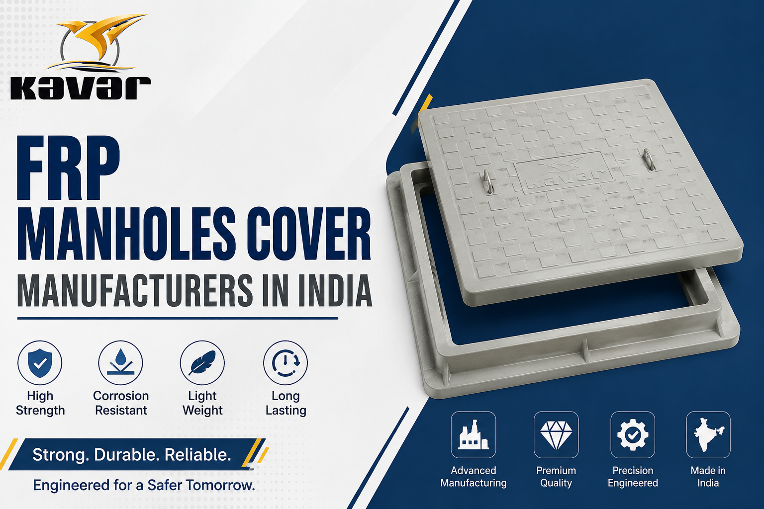 FRP Manholes Cover Manufacturers in India - Lightweight Corrosion Resistant FRP Manhole Covers by KavarIndia