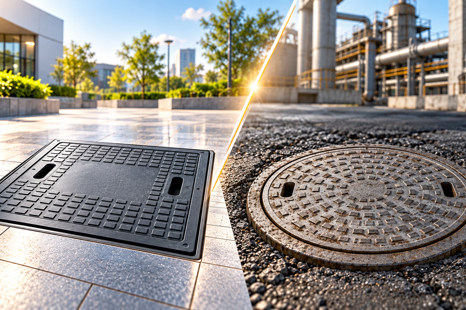 FRP vs Ductile Iron Manhole Cover Applications by KavarIndia