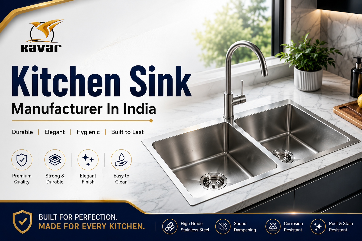 Kitchen Sink Manufacturer In India | Premium SS Kitchen Sinks by KavarIndia