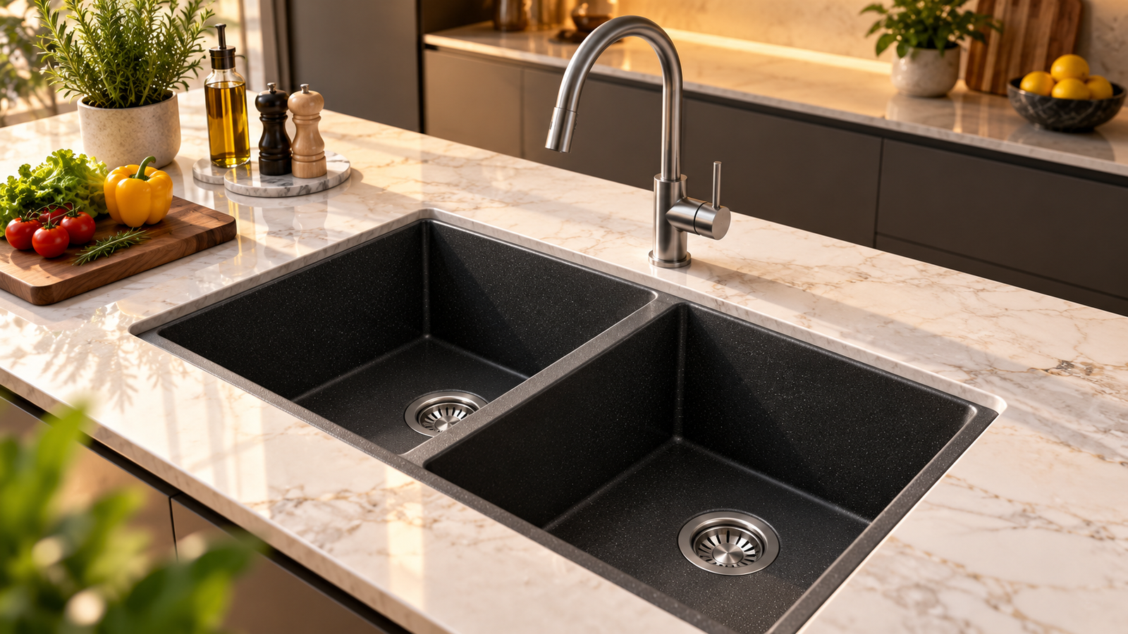 Quartz composite sink applications and layout guide for modular kitchens (legacy image needs updating)