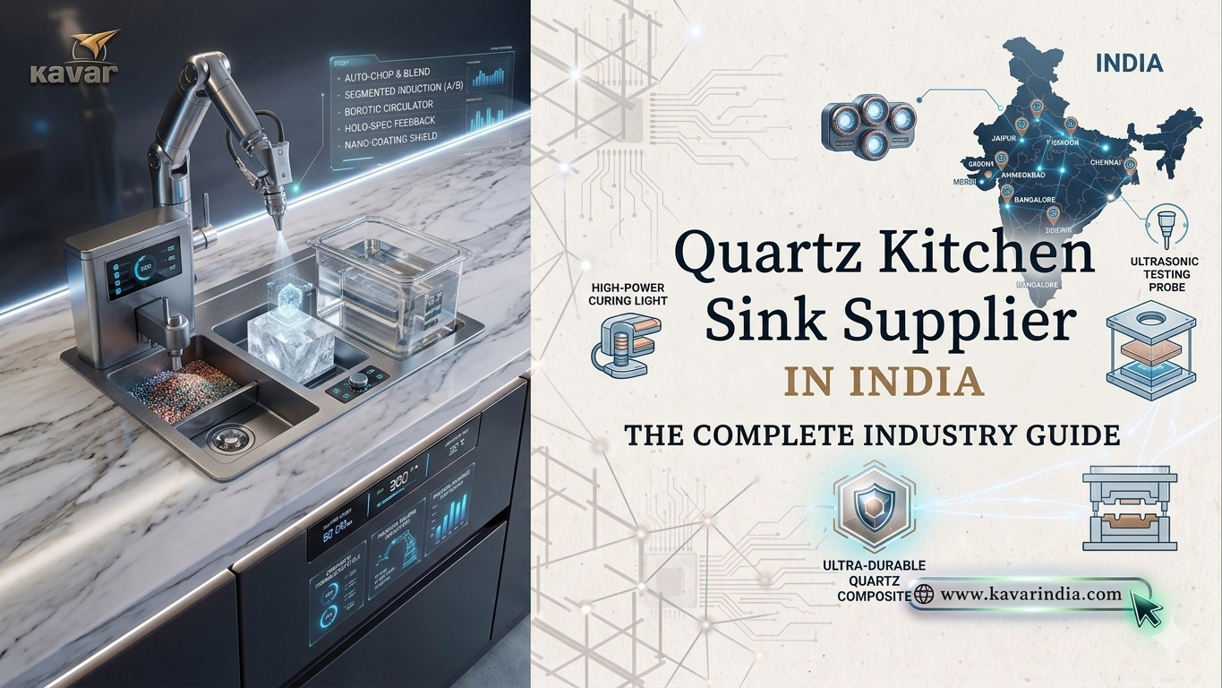 Quartz kitchen sink supplier in India premium quartz sink by KavarIndia