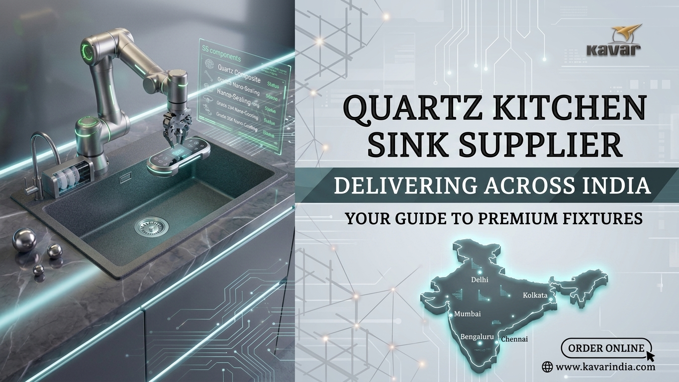 quartz kitchen sink installation in modern modular kitchen India