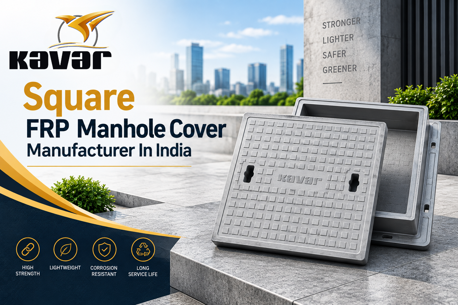 Square FRP Manhole Cover Manufacturer in India by KavarIndia